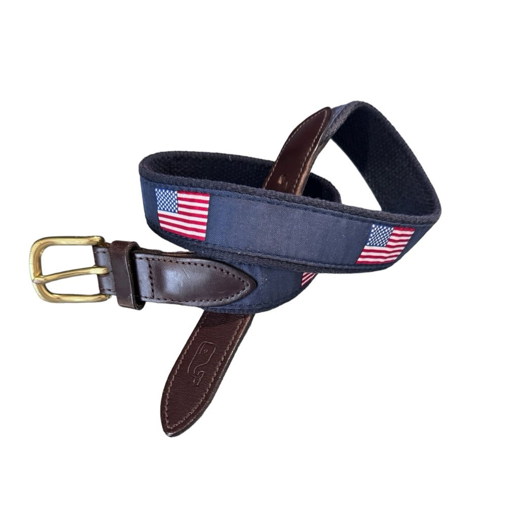 Vineyard Vines American Flags USA Canvas Club Belt Size 28